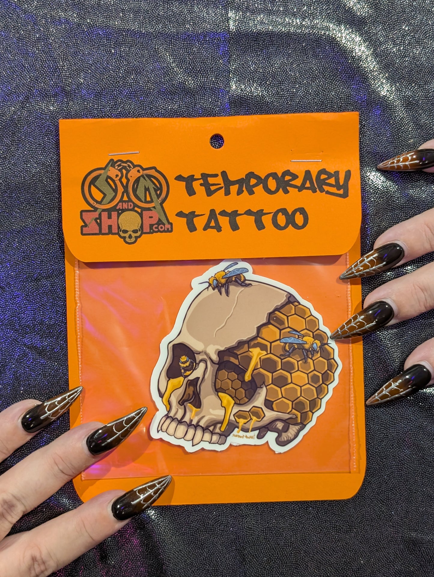 Honeycomb Skull Temporary Tattoo