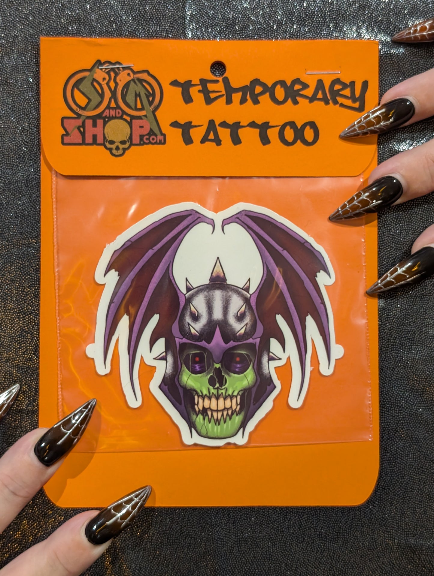 Winged Skull Helm Temporary Tattoo