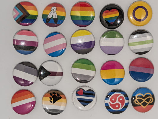 Pride Flag 1 Inch Pin Back Buttons